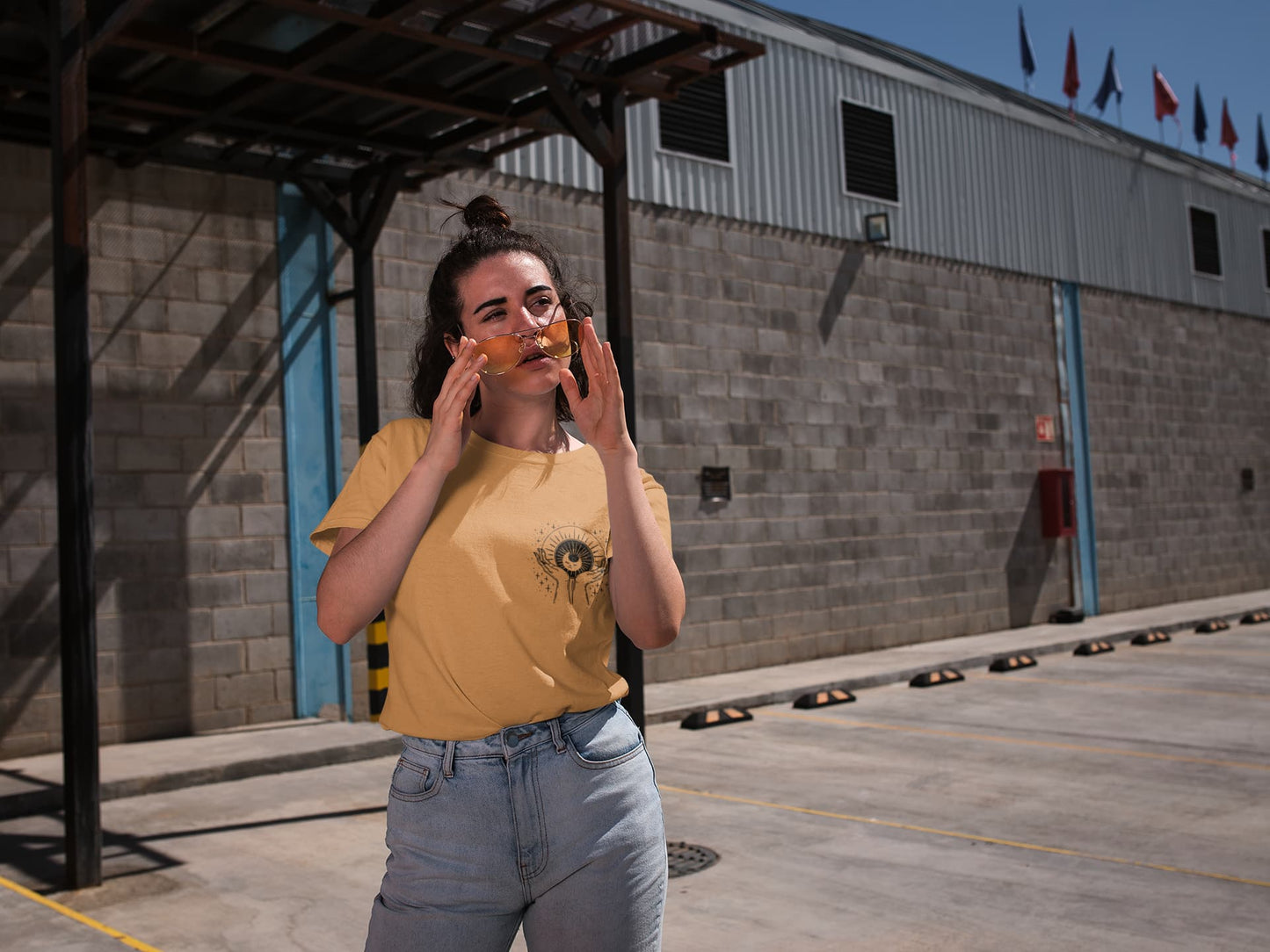 Women's Mustard Yellow Round Neck T-shirts
