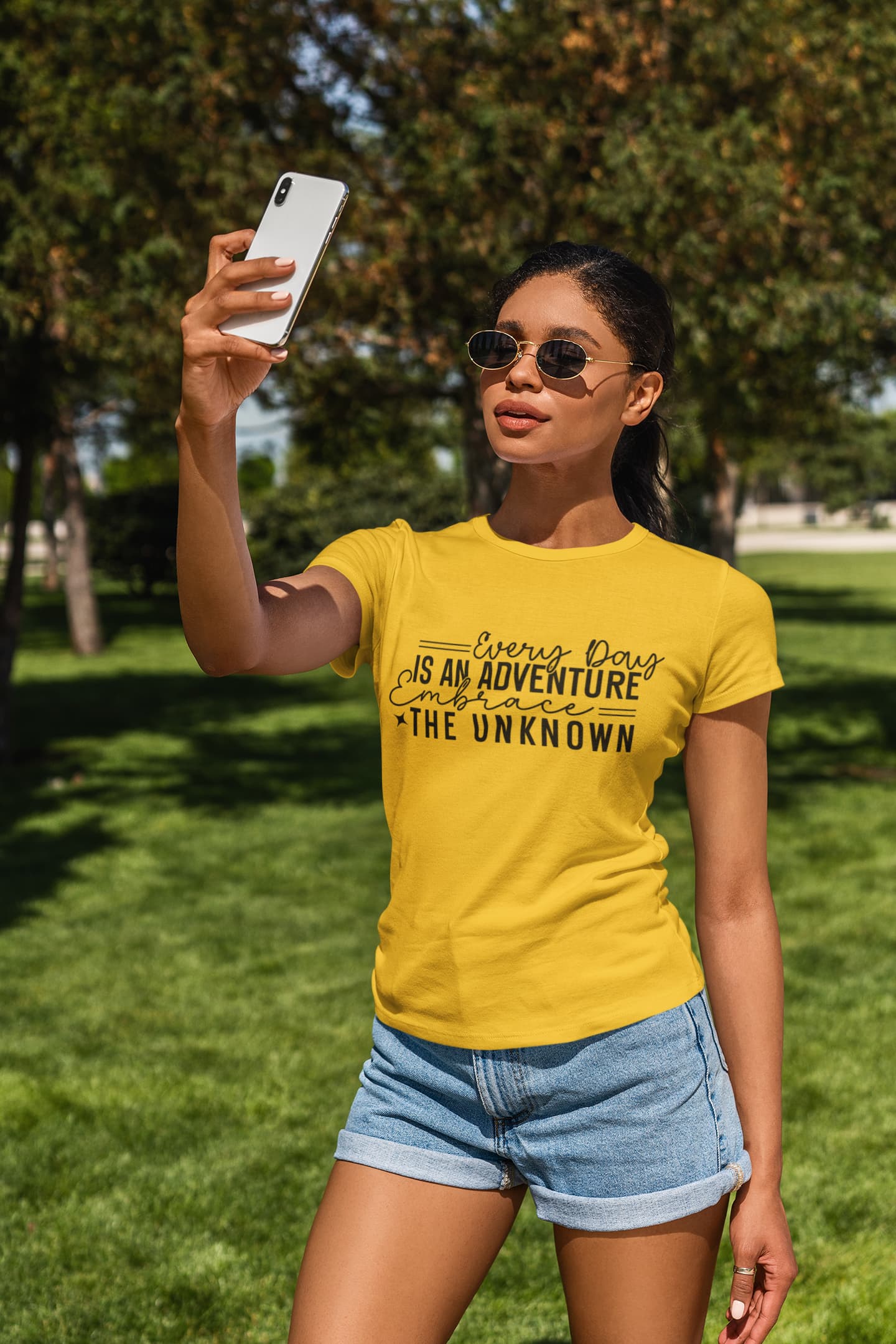 Women's Golden Yellow Round Neck T-shirts