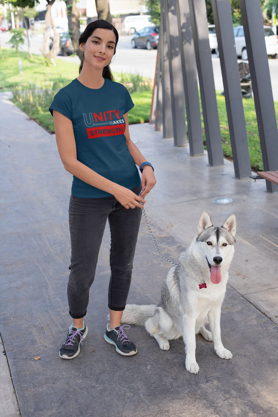 WOMEN NAVY BLUE ROUNDNECK T-SHIRT