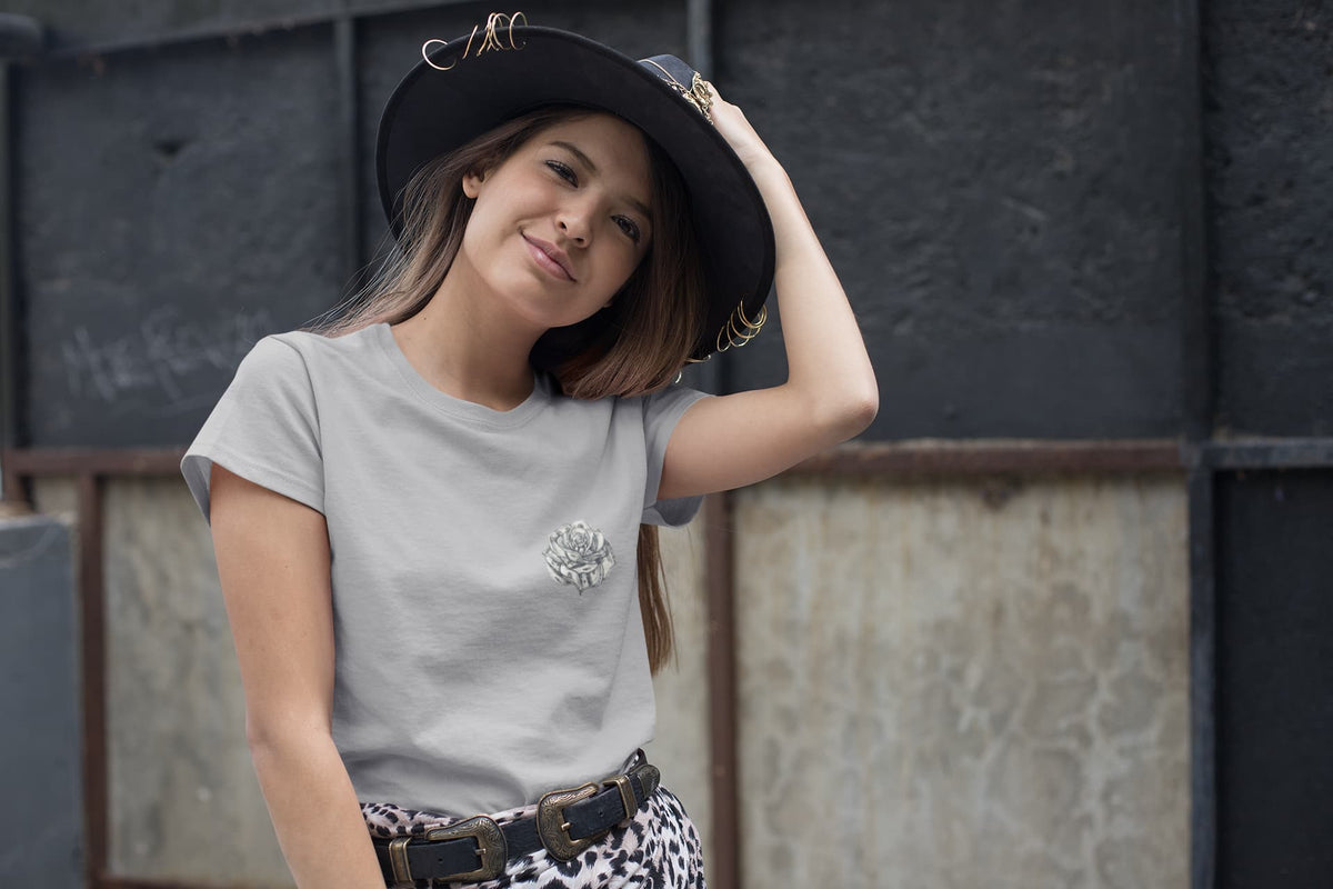 Women's Melange Grey Round Neck T-shirt