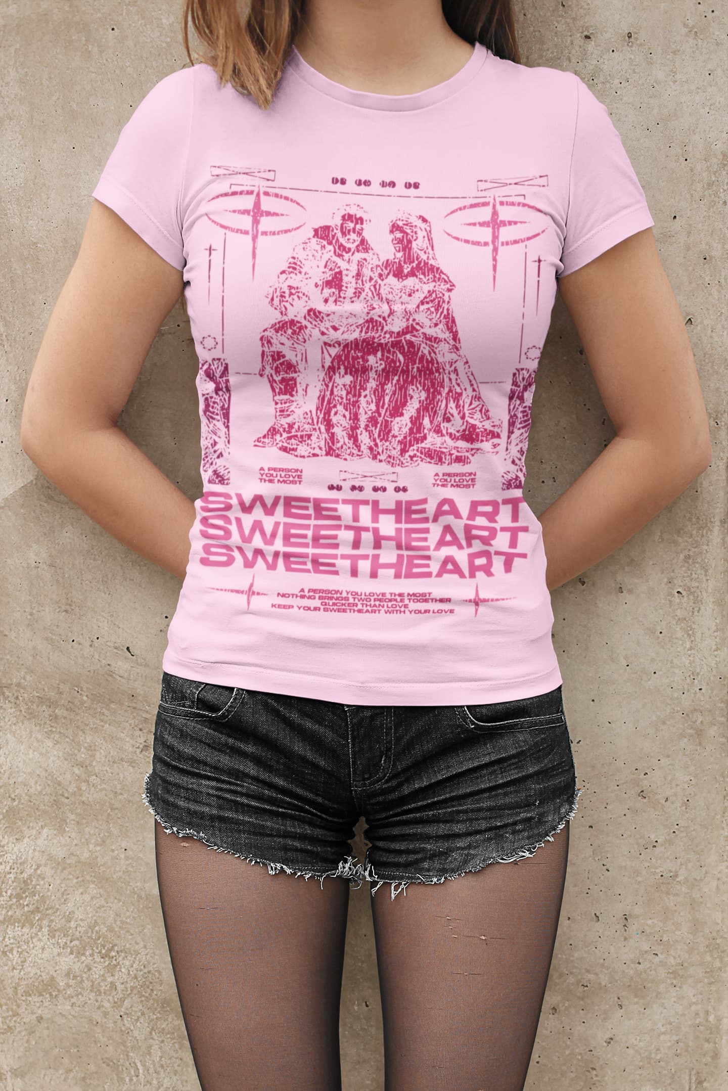 Women's Light Pink Round Neck T-shirts