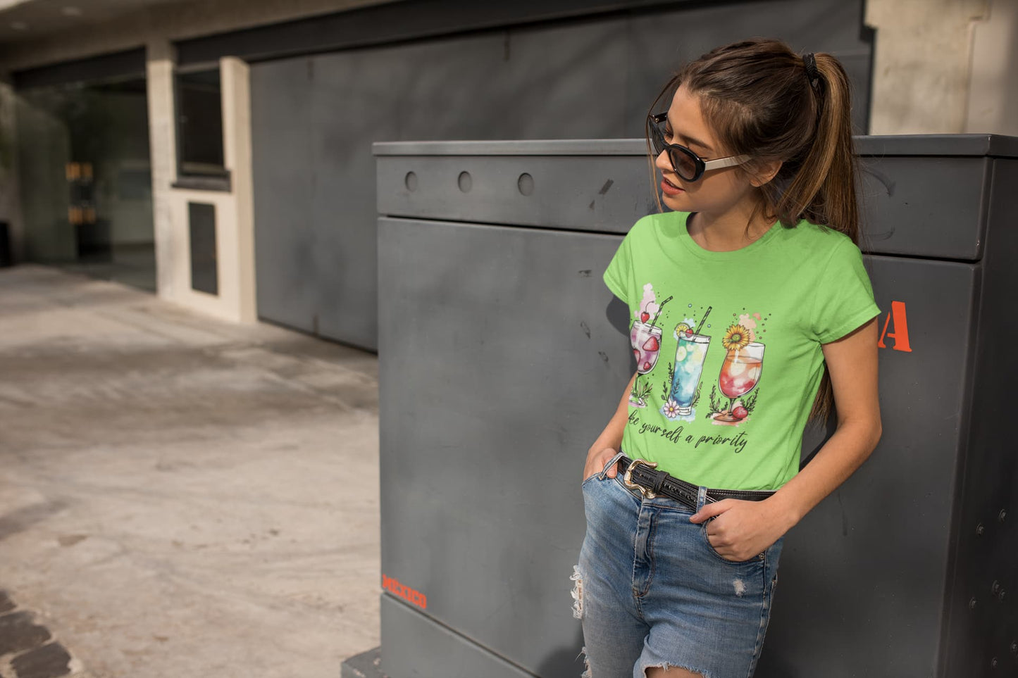 Women's Liril Green Round Neck T-shirts