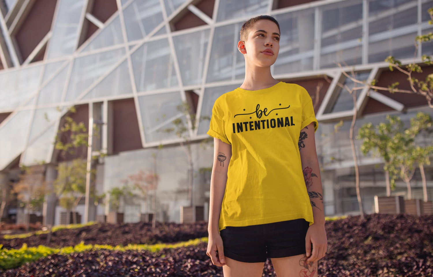 WOMENS GOLDEN YELLOW ROUNDNECK T-SHIRT