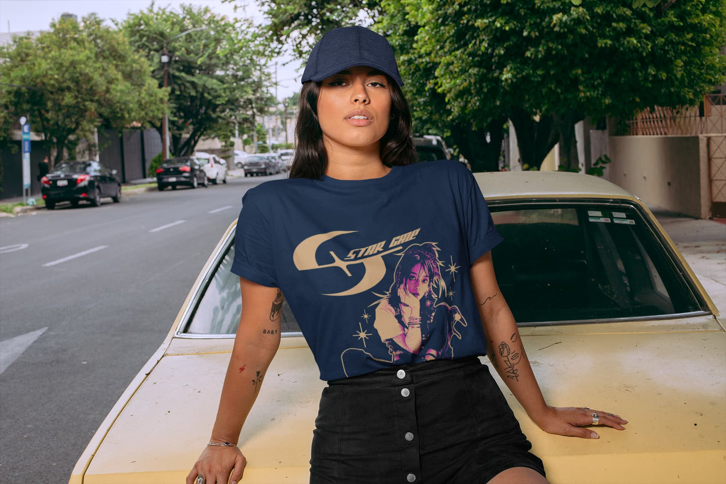 Women's Navy Blue Round Neck T-shirts