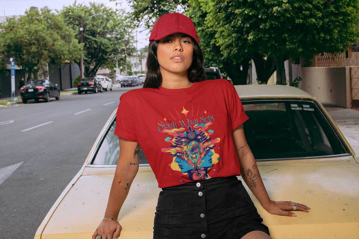 Women's Red Round Neck T-shirts