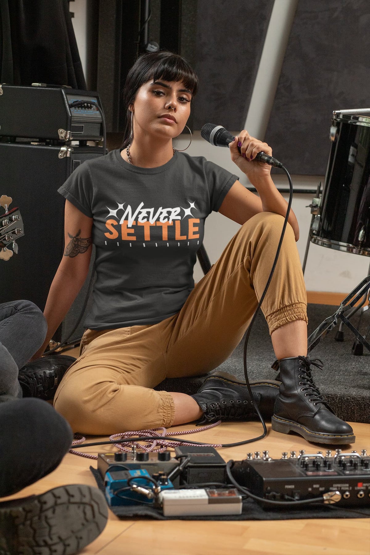 Karavirs® Enforce Black graphic tee for women India