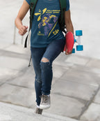 Women's Navy Blue Round Neck T-shirts