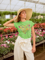 Women's Liril Green Round Neck T-shirts