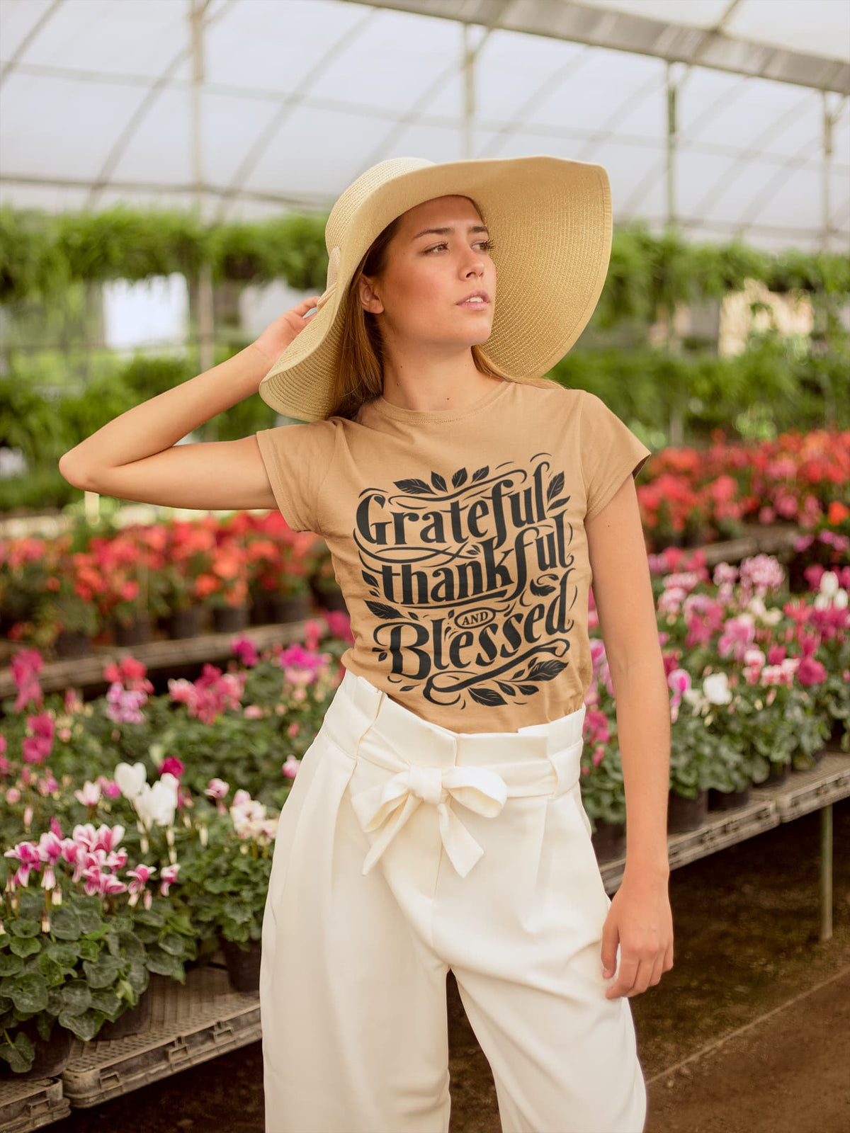 Karavirs® Gratitude Mustard Yellow graphic tee for women India