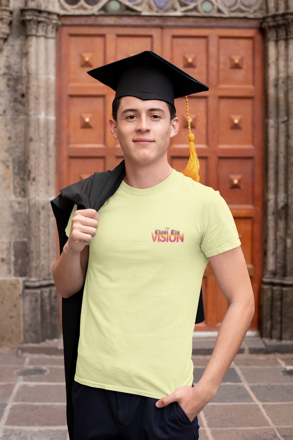 Men's Butter Yellow Round Neck T-shirt