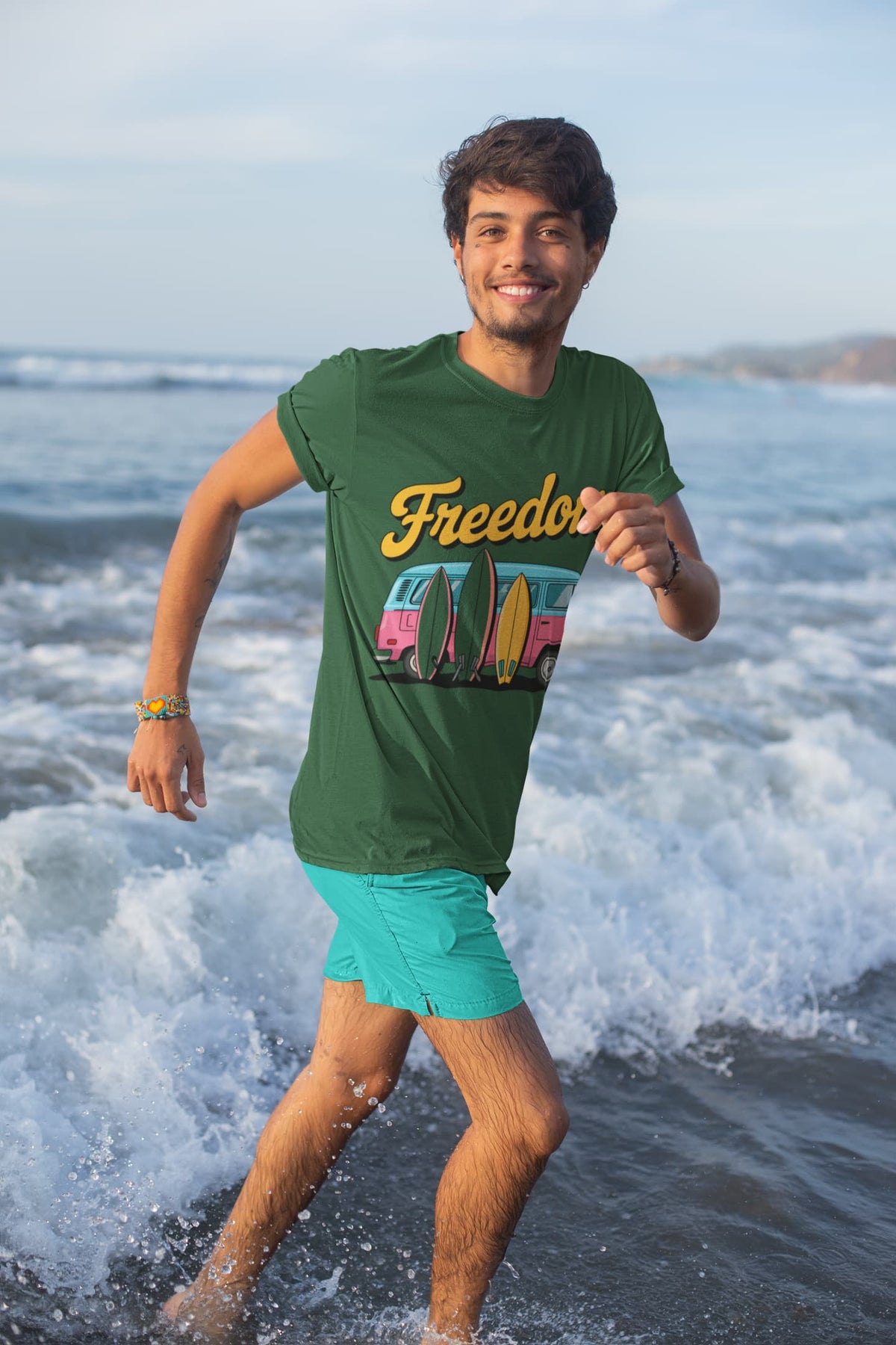 Karavirs® Independence Olive Green graphic tee for men India