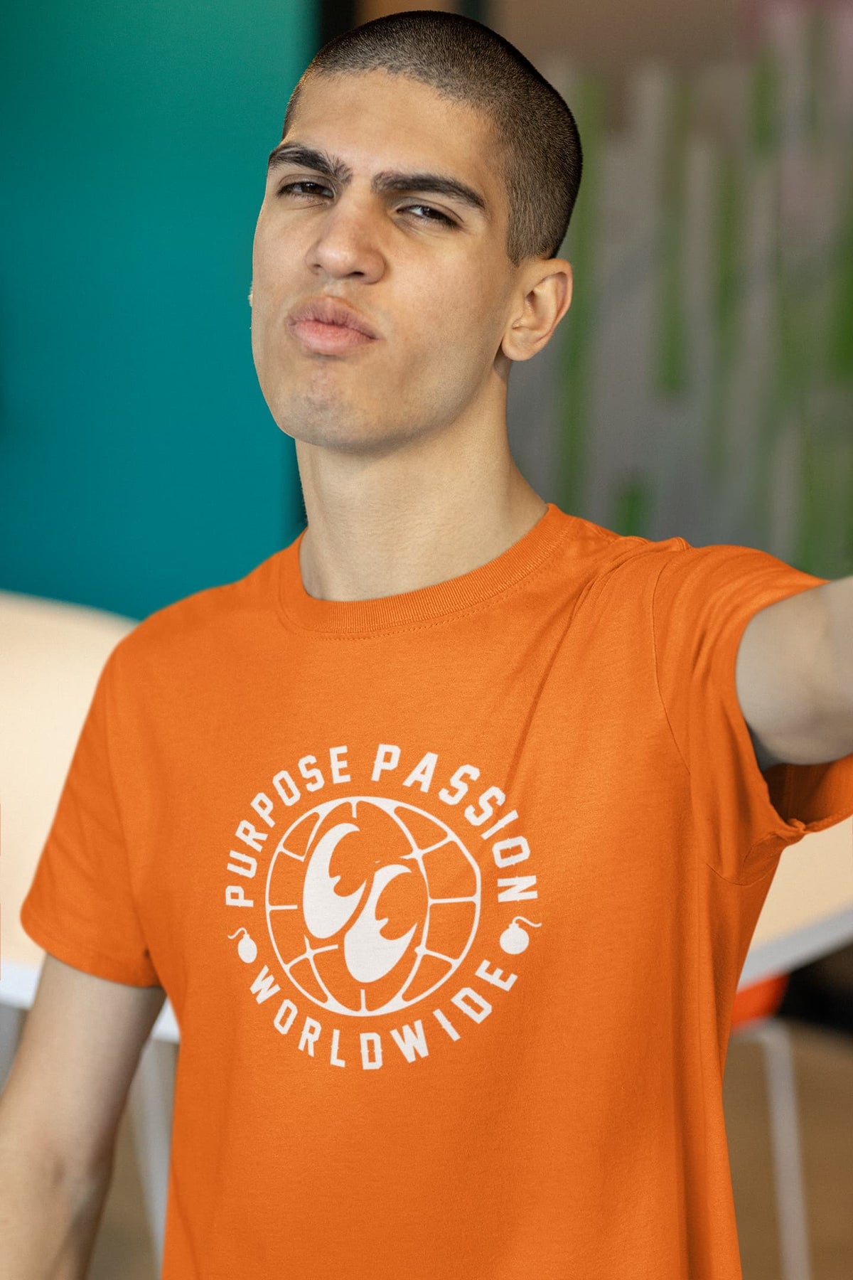 Karavirs® Intention Orange graphic tee for men India