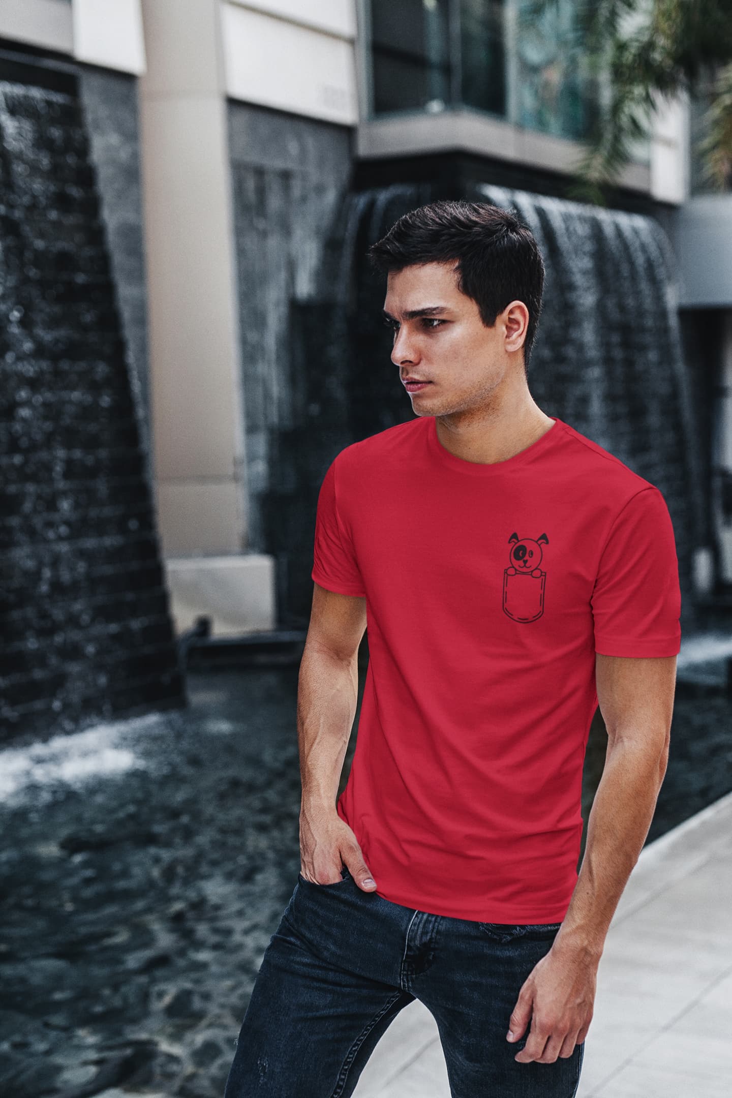 Men's Red Round Neck T-shirts