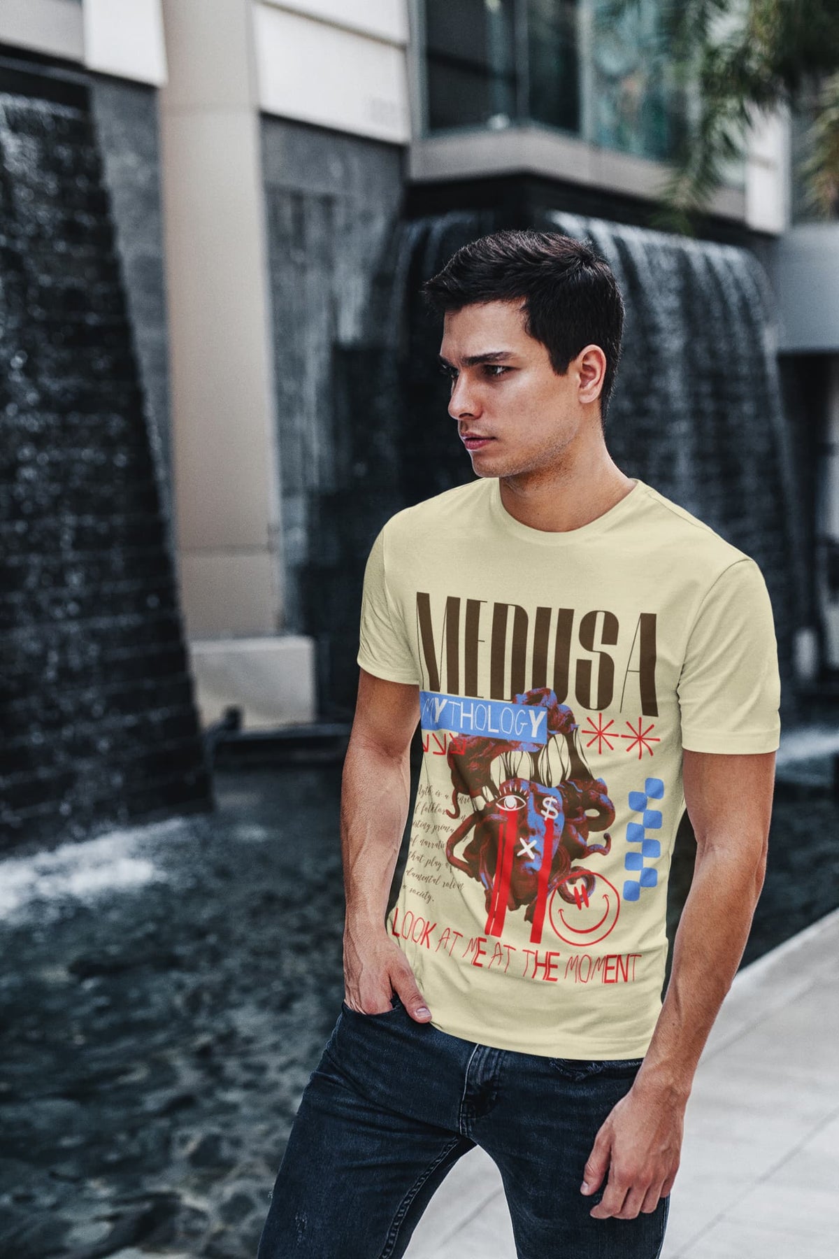 Men's Almond Round Neck T-shirts