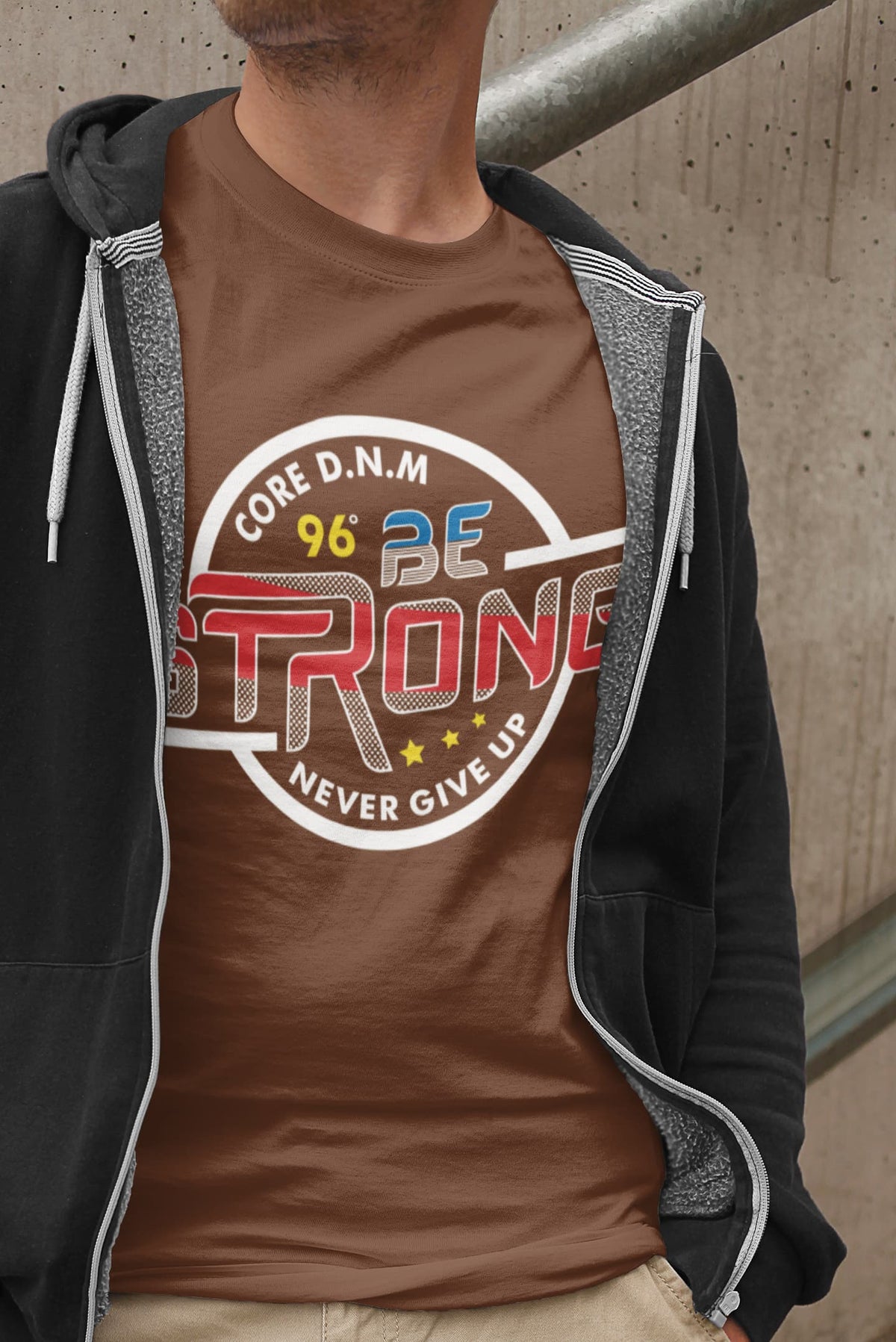 Men's Coffee Brown Round Neck T-shirts