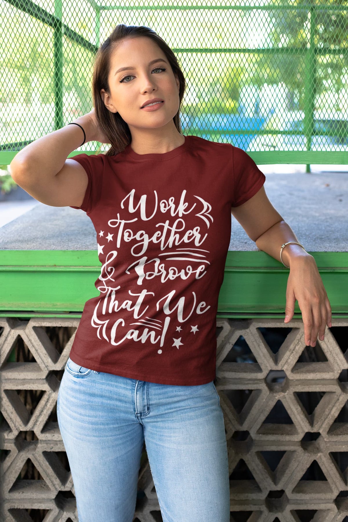 Women's Maroon Round Neck T-shirts