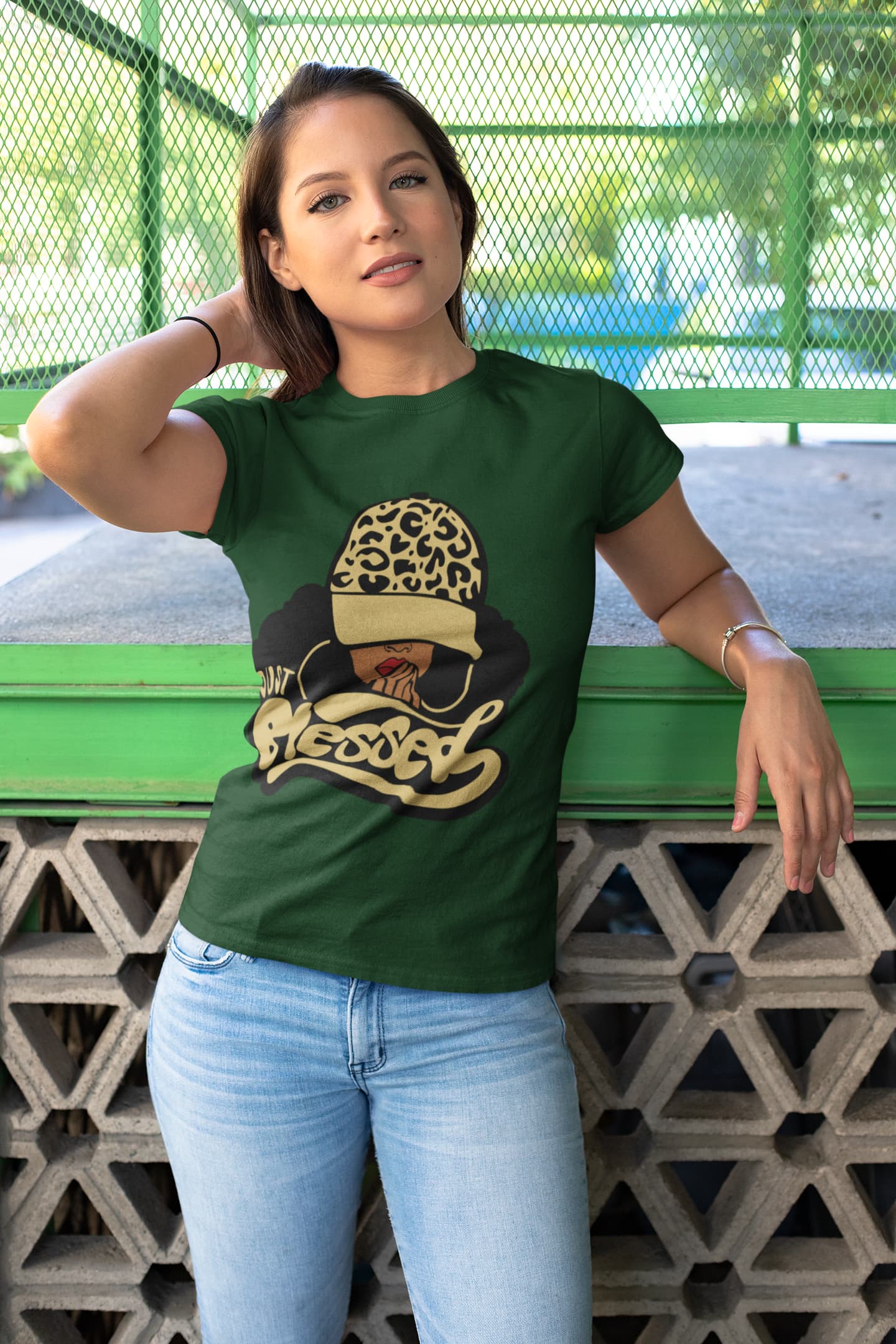 Women's Olive Green Round Neck T-shirt