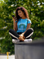 Women's Sky Blue Round Neck T-shirts