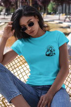 Women's Sky Blue Round Neck T-shirts