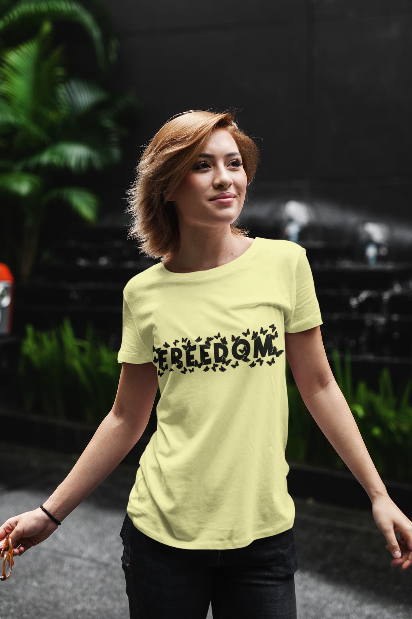 Women's Butter Yellow Round Neck T-shirt
