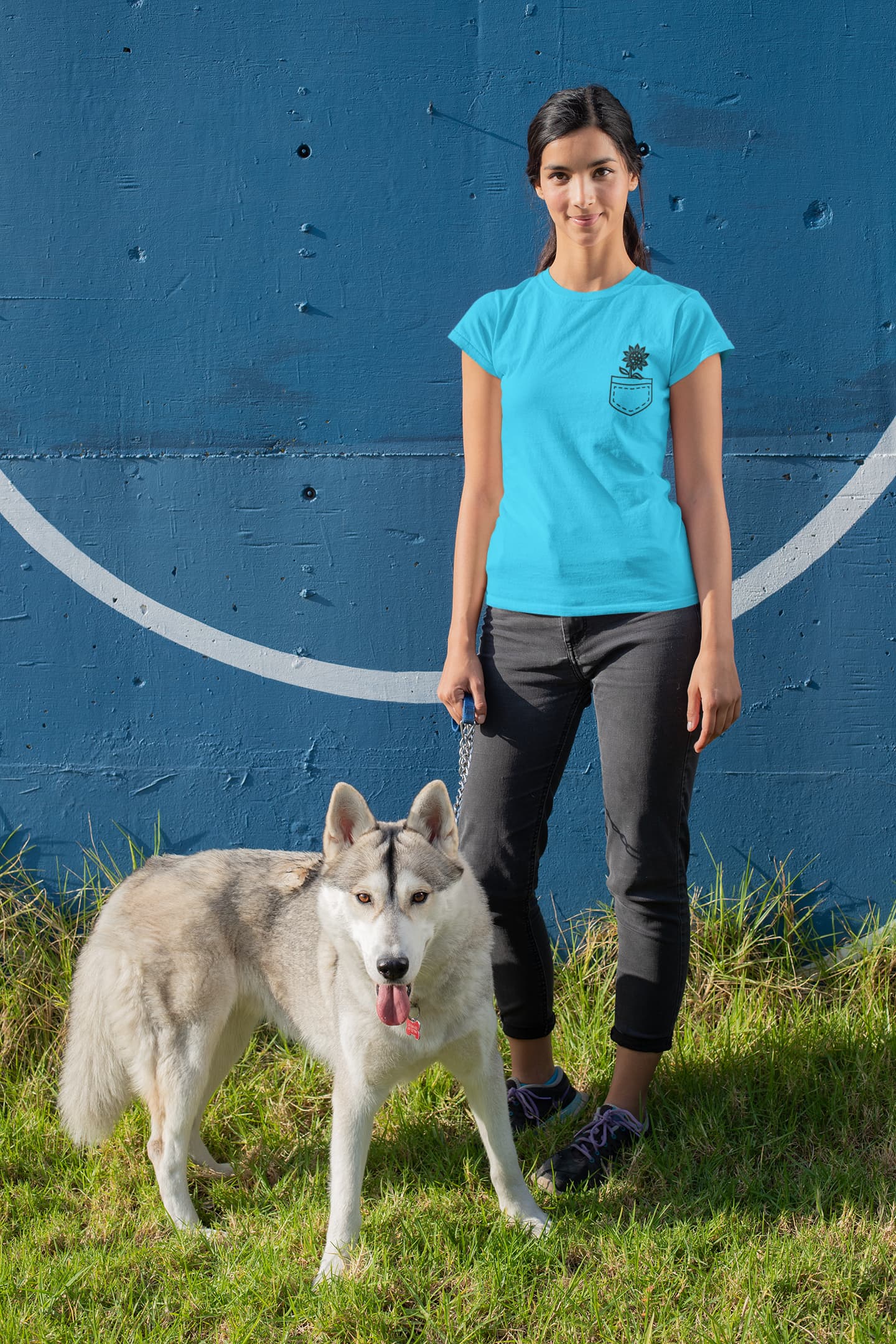 WOMENS SKY BLUE ROUNDNECK T-SHIRT