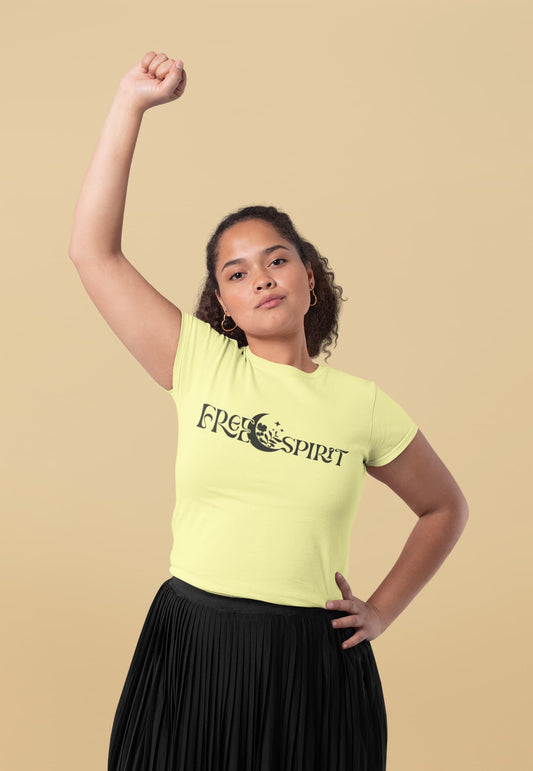 Women's Butter Yellow Round Neck T-shirts