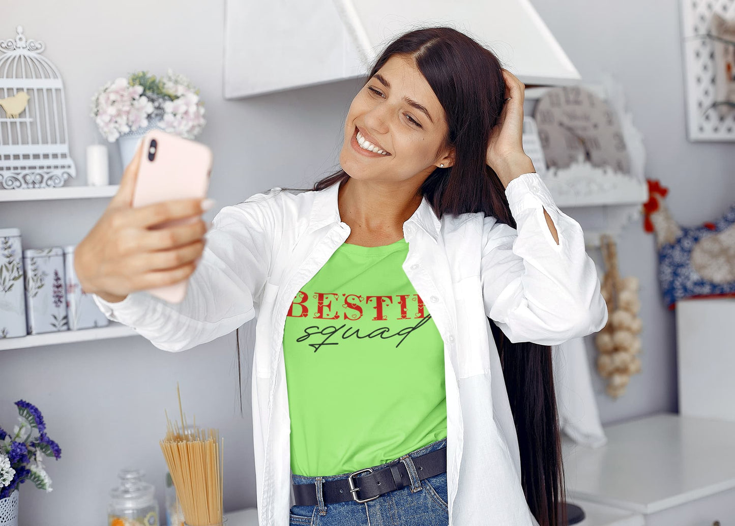 Women's Liril Green Round Neck T-shirts