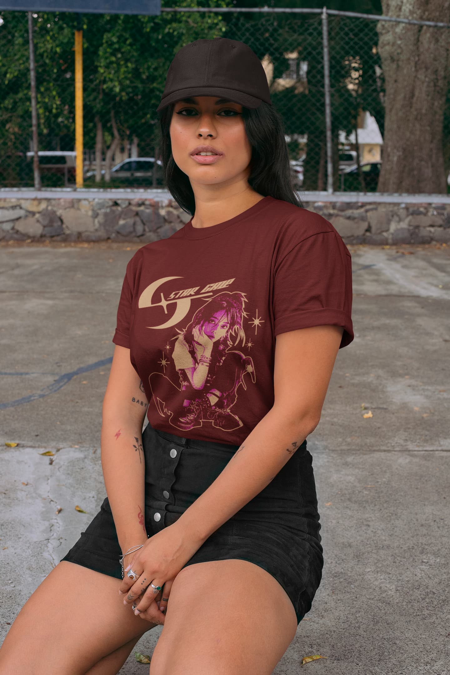 Women's Maroon Round Neck T-shirts