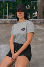 Women's Mélange Grey Round Neck T-shirts