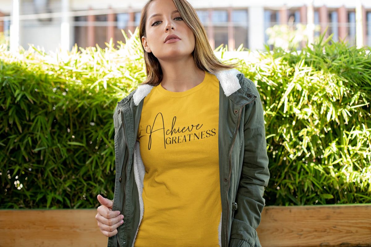 Karavirs® Ascending Golden Yellow graphic tee for women India