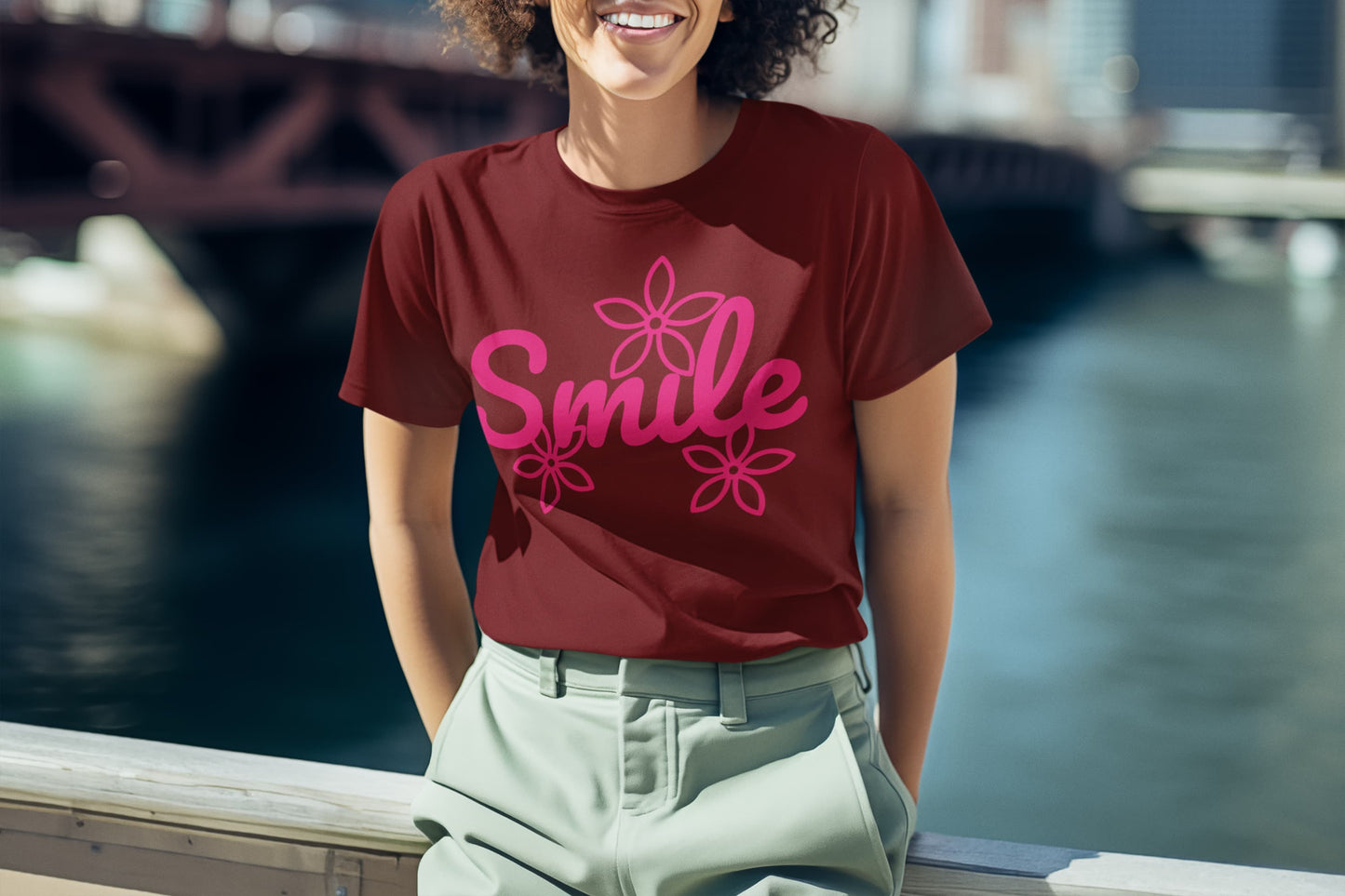 Women's Maroon Round Neck T-shirts