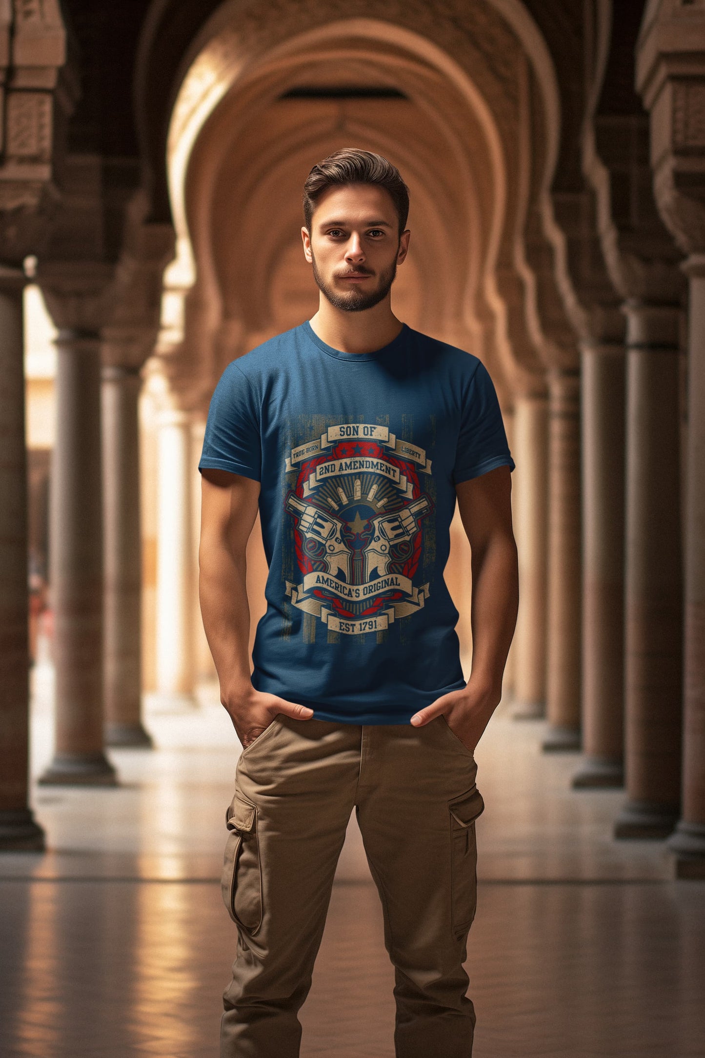 Men's Navy Blue Round Neck T-shirt