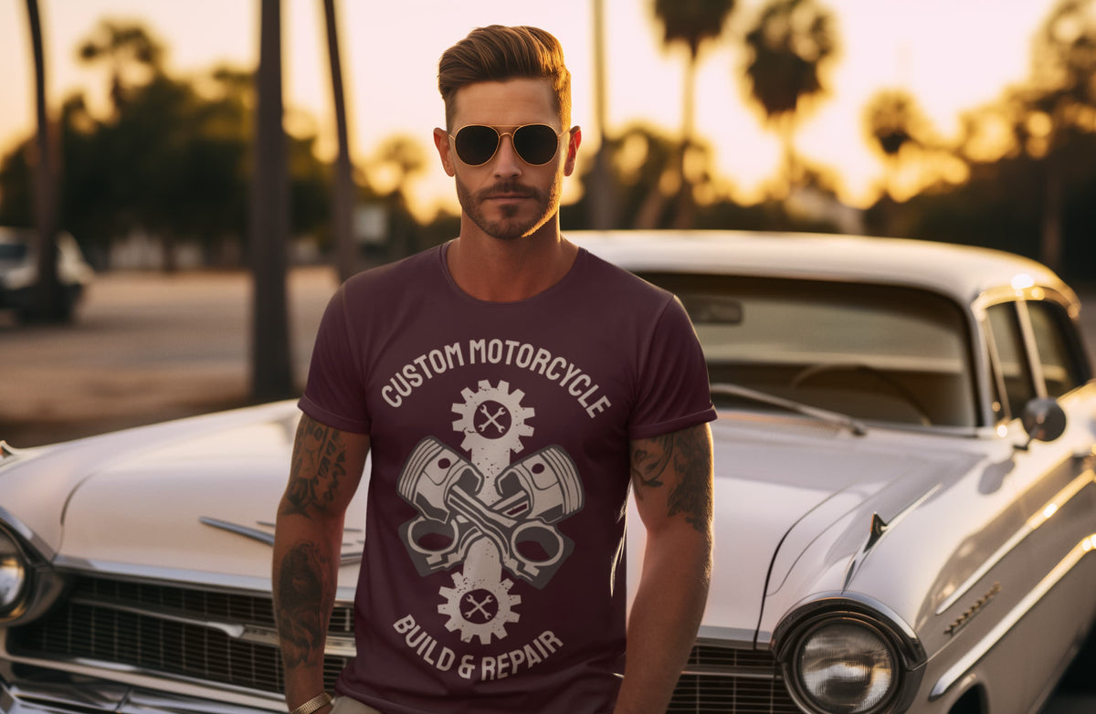 Men's Burgundy Round Neck T-shirt