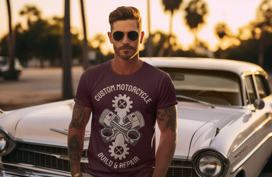 Men's Burgundy Round Neck T-shirt