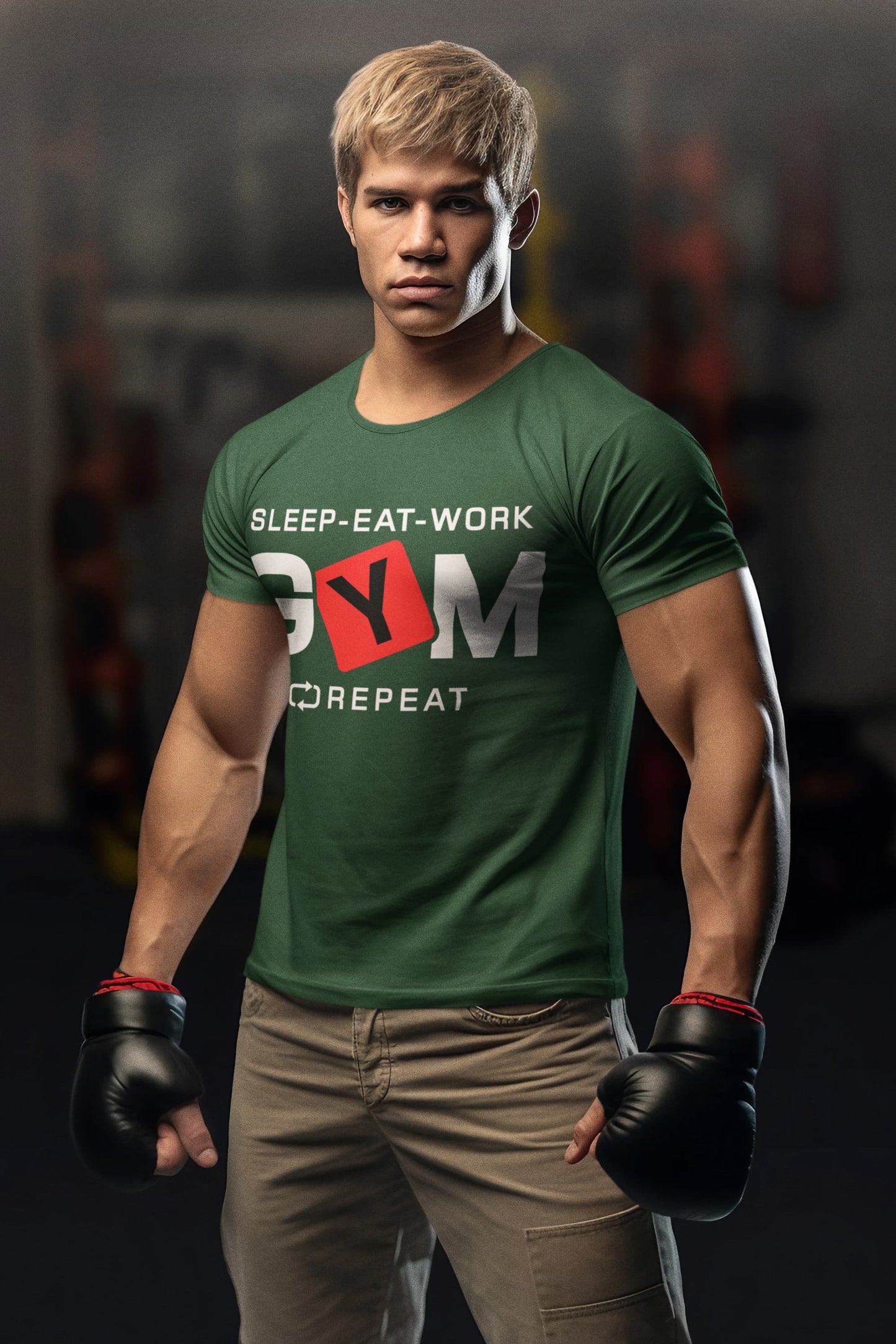 Men's Olive Green Round Neck T-shirts