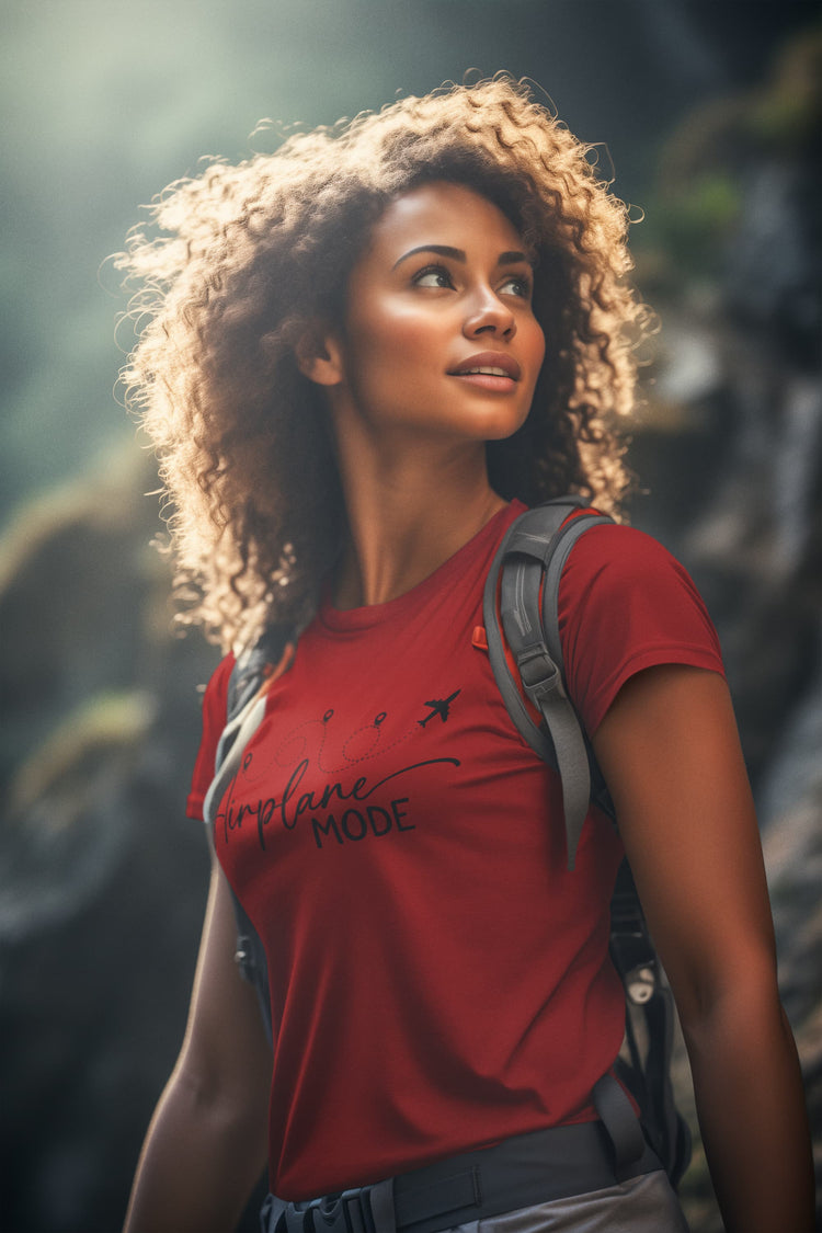Woman wearing a red &