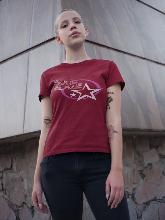 WOMENS MAROON ROUNDNECK T-SHIRT