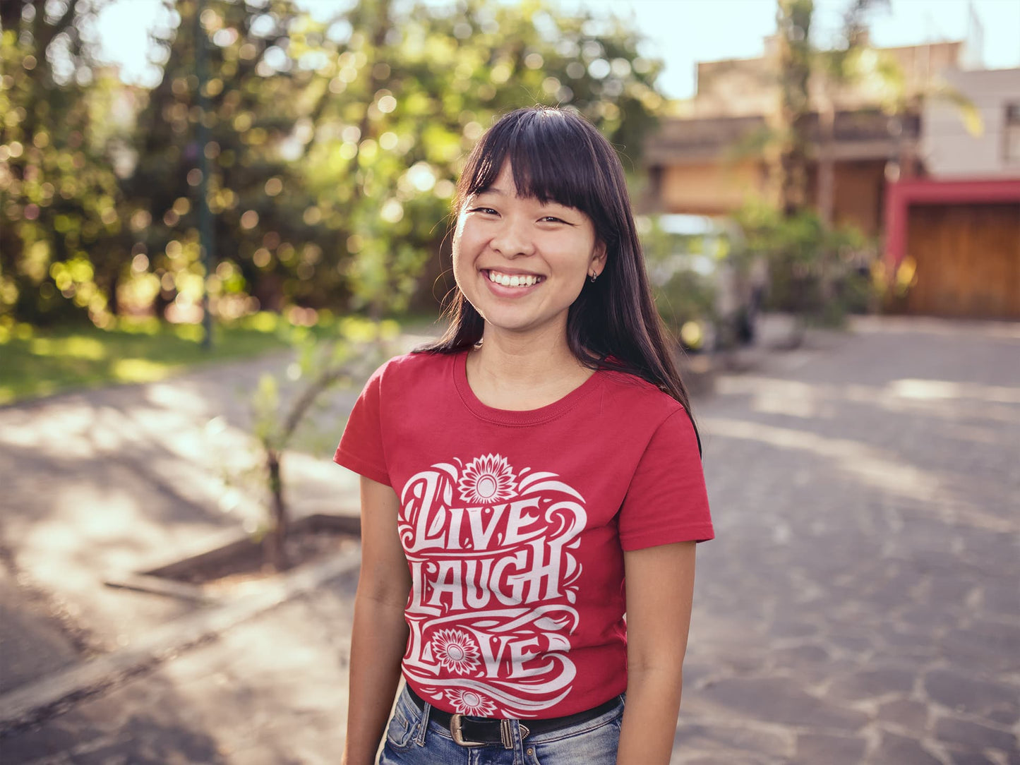 Women's Red Round Neck T-shirts