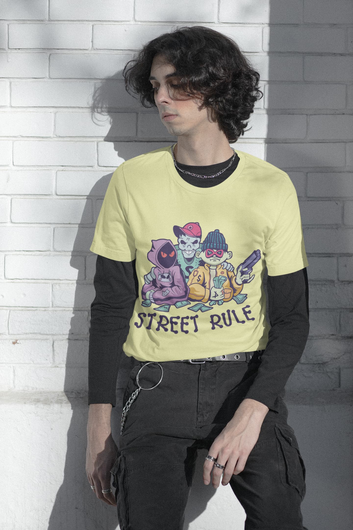 Men's Butter Yellow Round Neck T-shirts