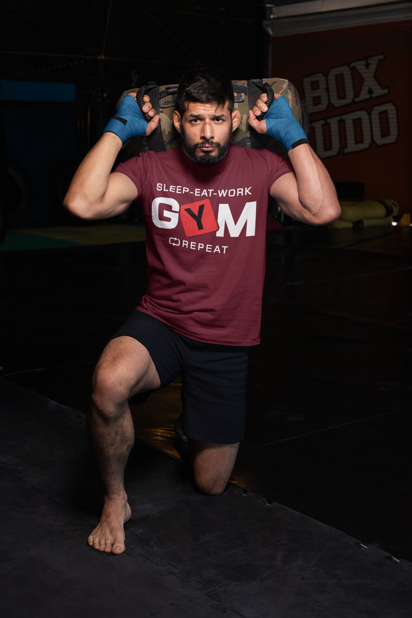 Men's Maroon Round Neck T-shirts