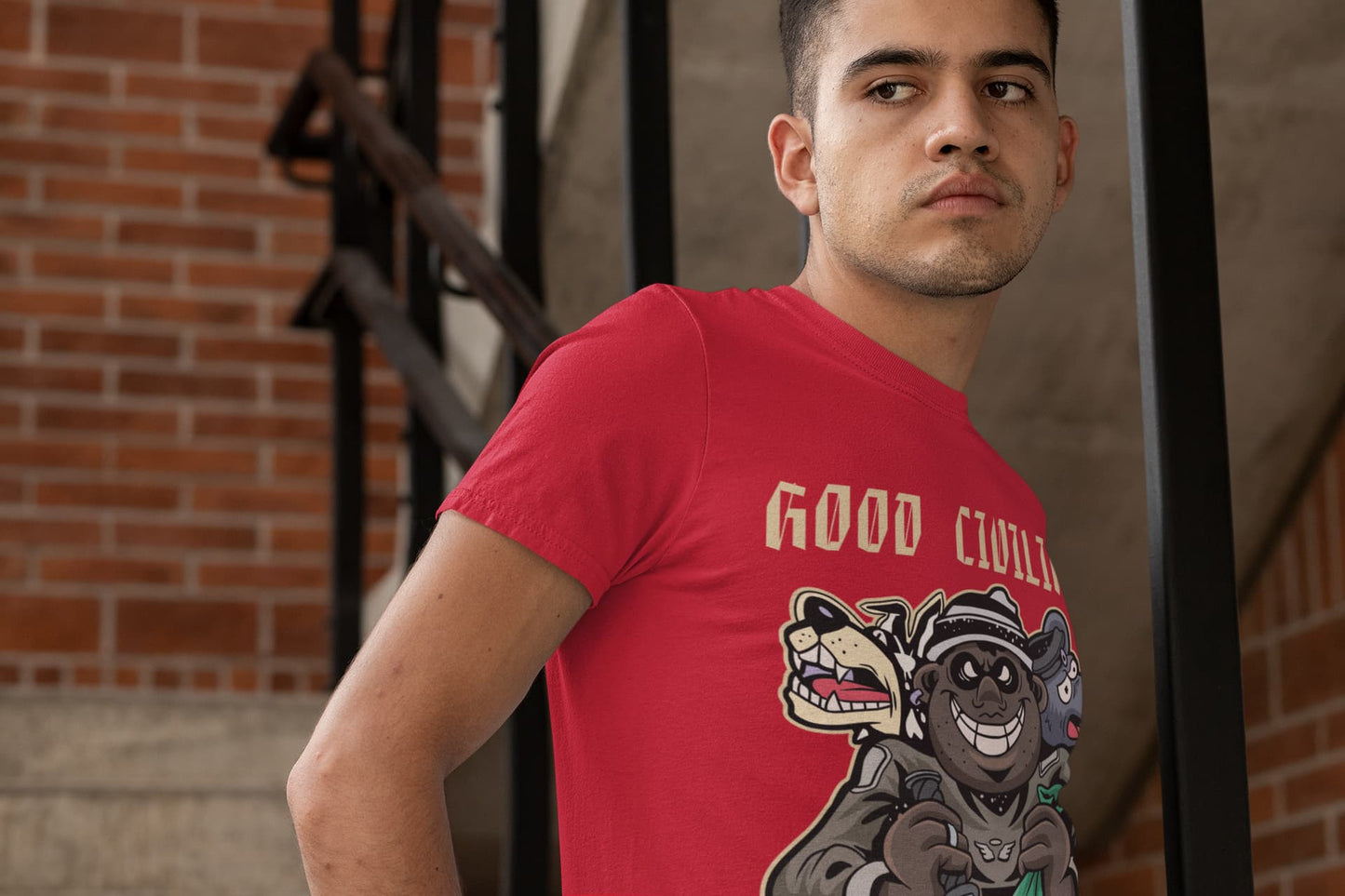 Men's Red Round Neck T-shirt