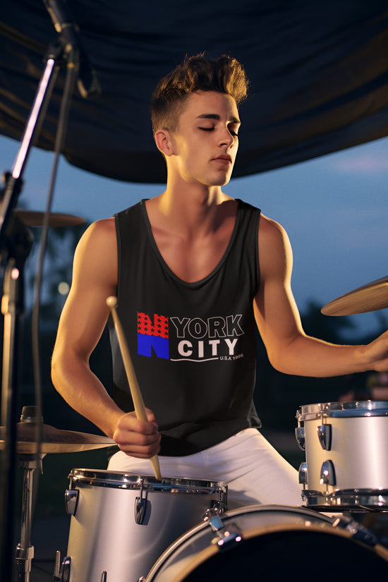 Person playing drums wearing a &