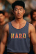 Man wearing a tank top with &
