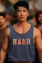 Man wearing a tank top with &