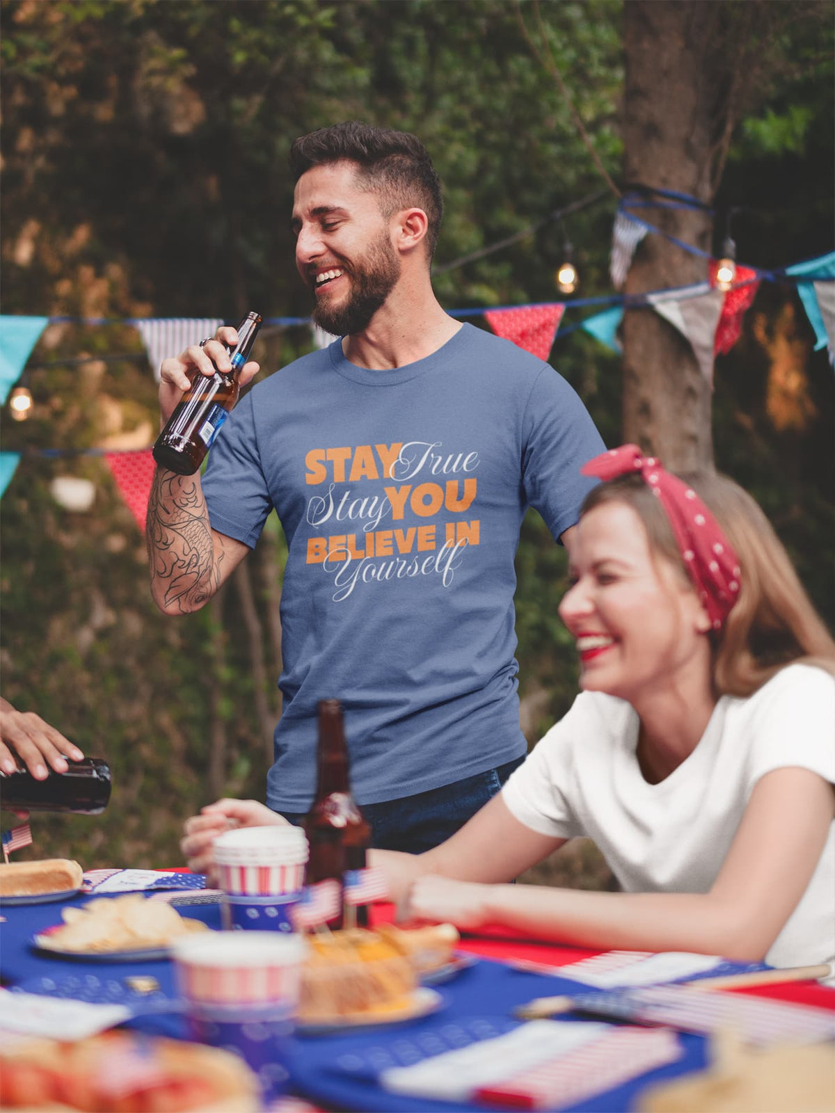 Karavirs® Desert Smoke Blue graphic tee for men India