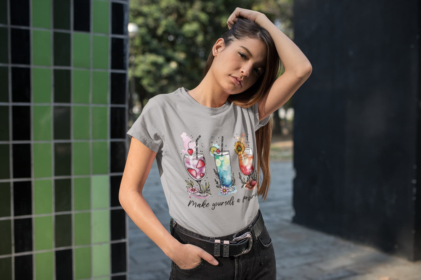 Women's Melange Grey Round Neck T-shirts