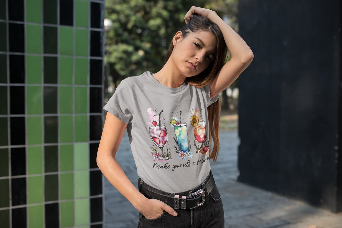 Women's Melange Grey Round Neck T-shirts
