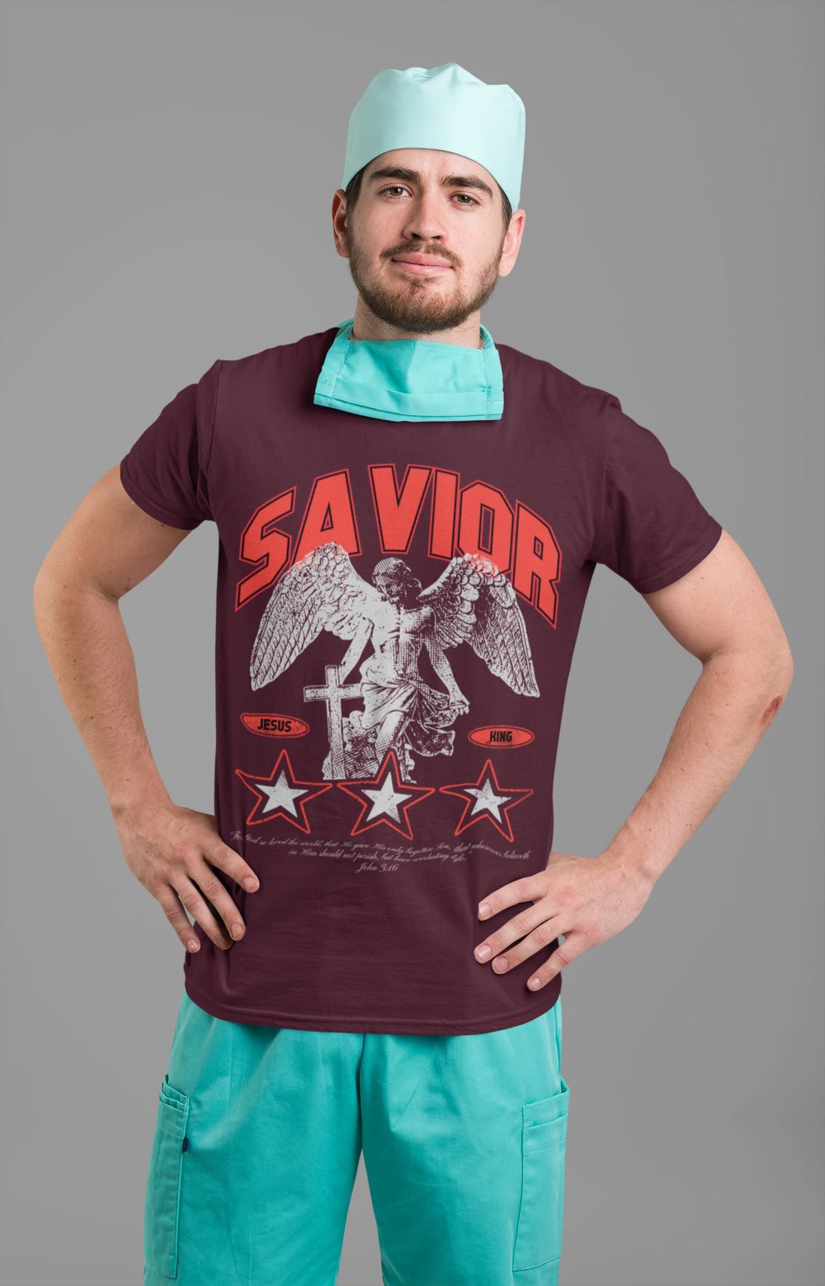 Men's Burgundy Round Neck T-shirts