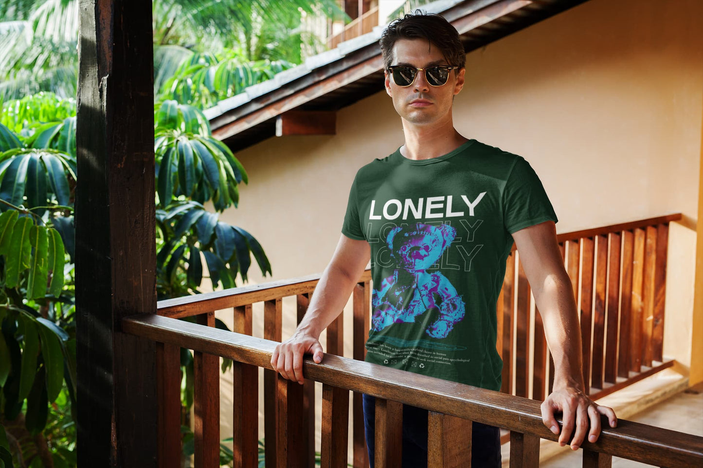 Men's Olive Green Round Neck T-shirts
