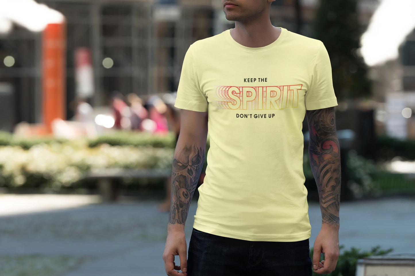 Men's Butter Yellow Round Neck T-shirts